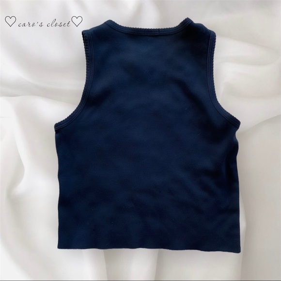 Brandy Melville Embroidered Flower Cropped Tank - Picture 2 of 3